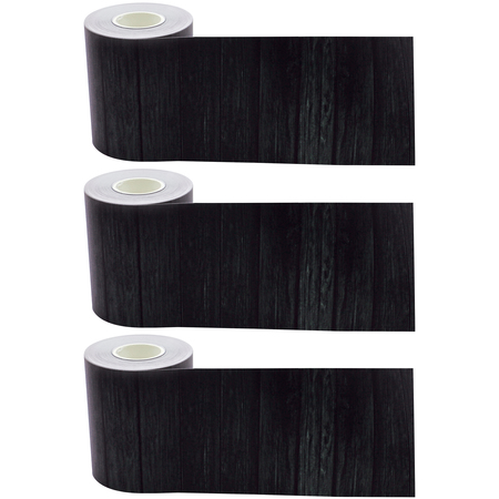 TEACHER CREATED RESOURCES Black Wood Straight Rolled Border Trim, 50 Feet Per Roll, PK3 TCR8919